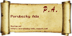 Porubszky Ada névjegykártya